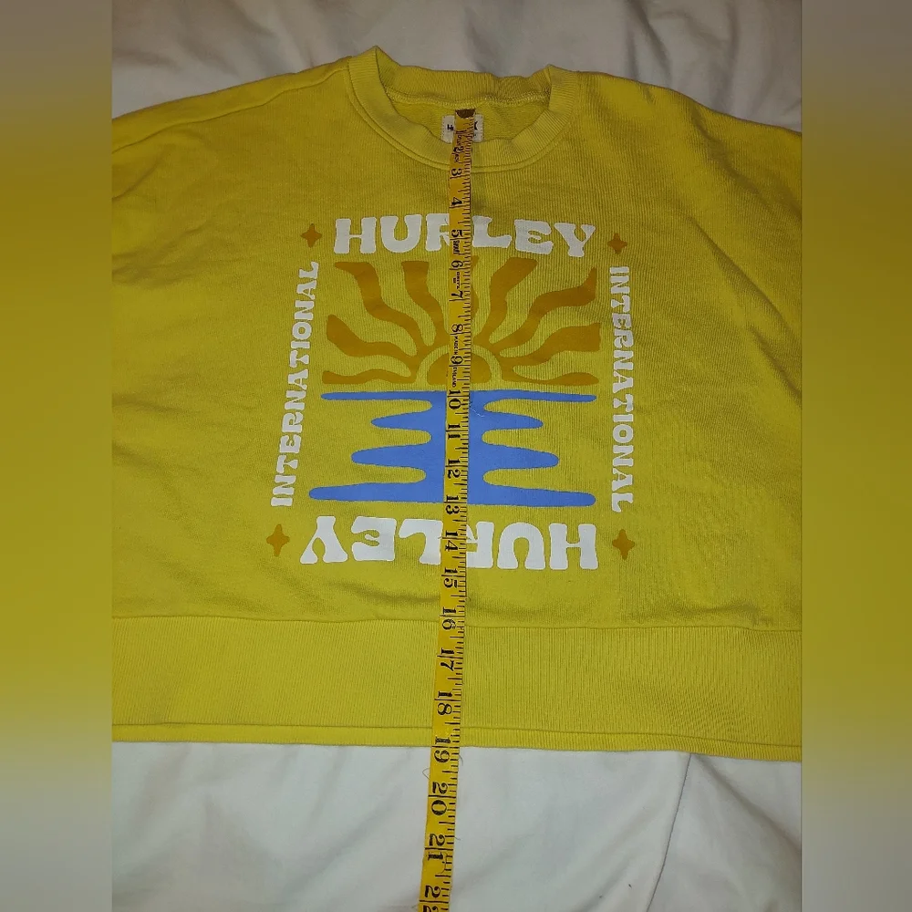 Hurley Cotton Cropped Boxy Skater Yellow Sun Graphic Sweatshirt - Picture 6 of 7